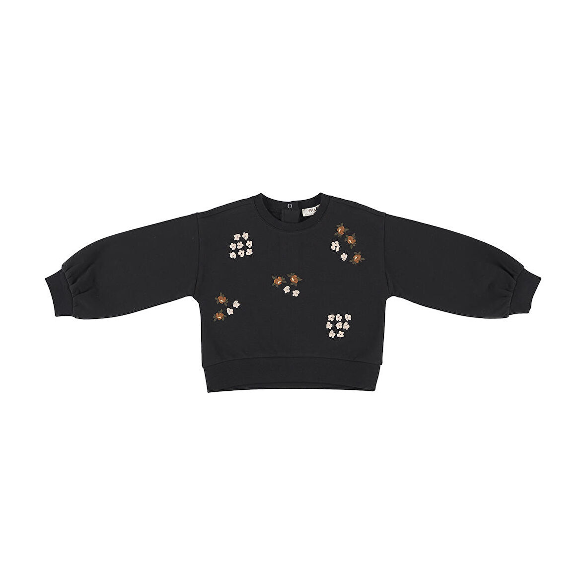 Panço Kız Çocuk Nakışlı Sweatshirt Siyah