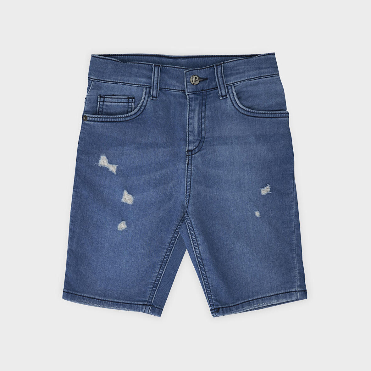 Erkek Çocuk Yıkamalı Denim Şort Lacivert