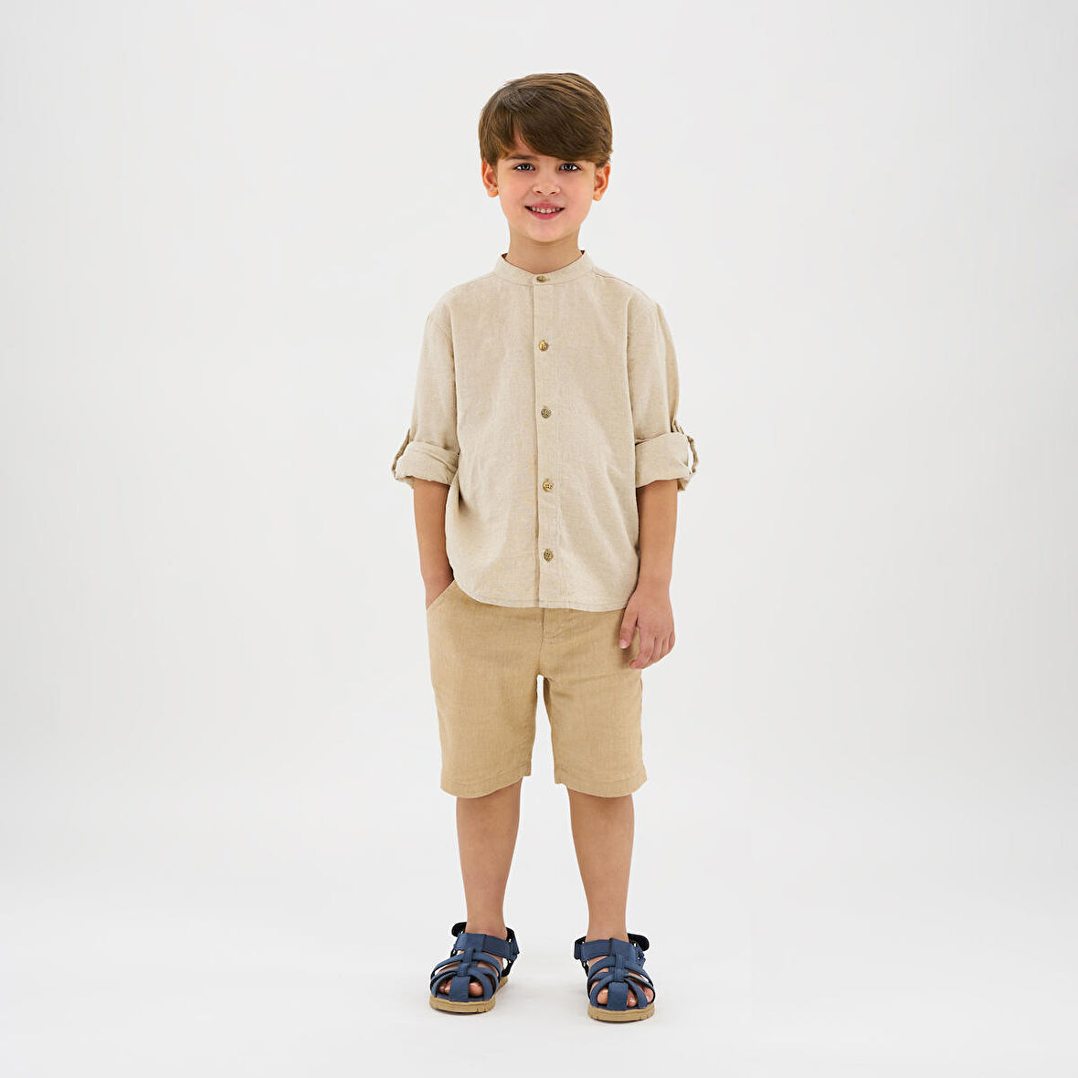 Erkek Çocuk Hakim Yaka Gömlek Bej