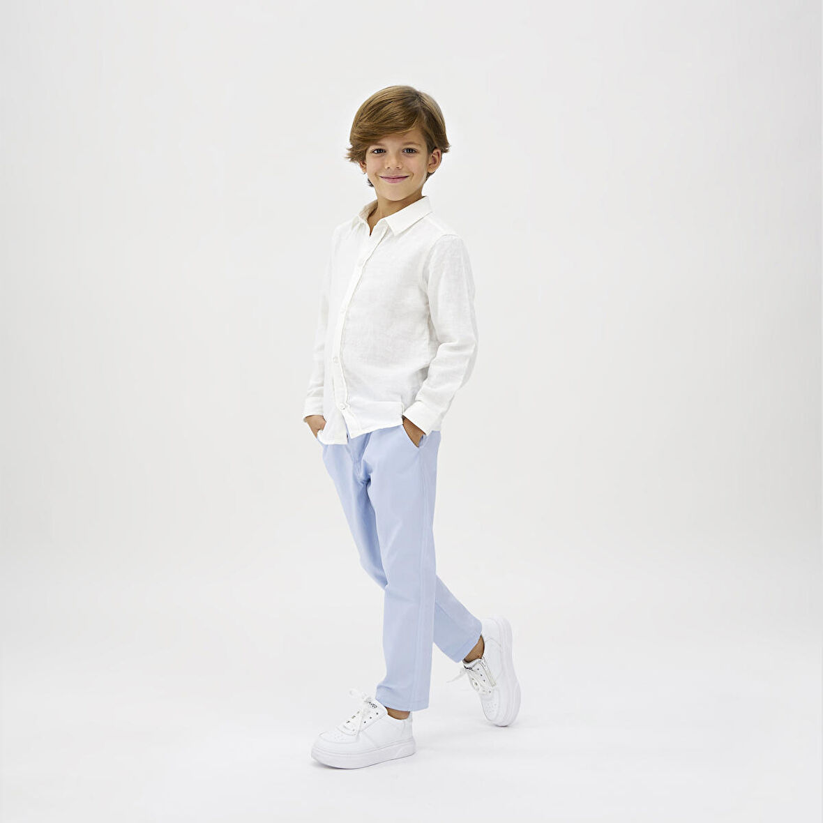 Erkek Çocuk Düğmeli Gömlek Beyaz