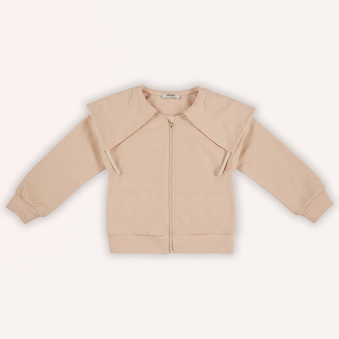 Kız Çocuk  Geniş Yaka Detaylı Fermuarlı Sweatshirt     