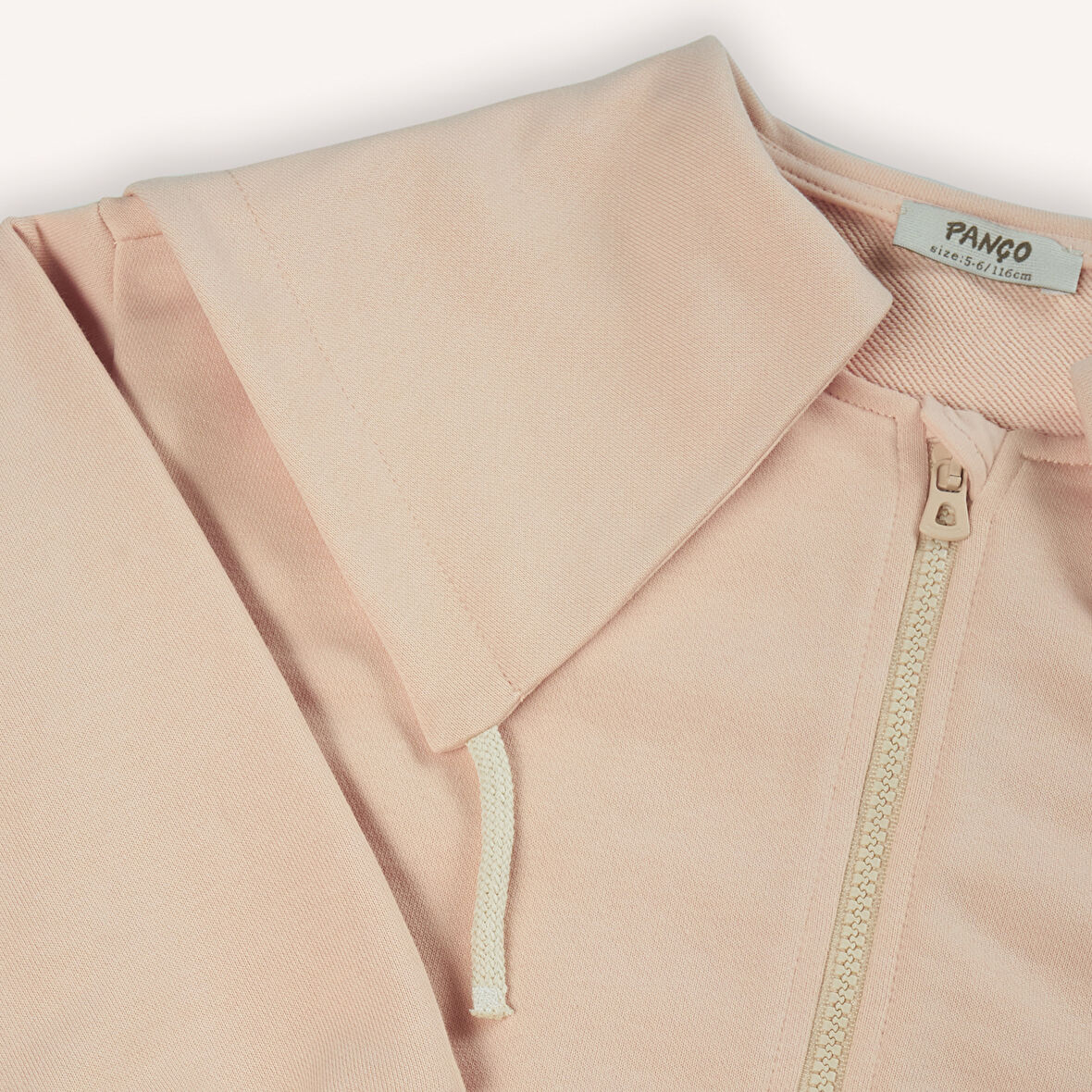 Kız Çocuk  Geniş Yaka Detaylı Fermuarlı Sweatshirt     