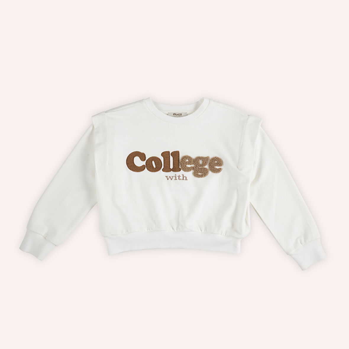 Kız Çocuk Nakış Detaylı Sweatshirt Ekru