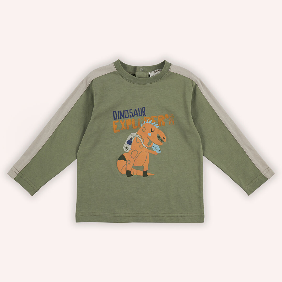 Erkek Çocuk Baskılı Uzun Kollu T-Shirt Bej