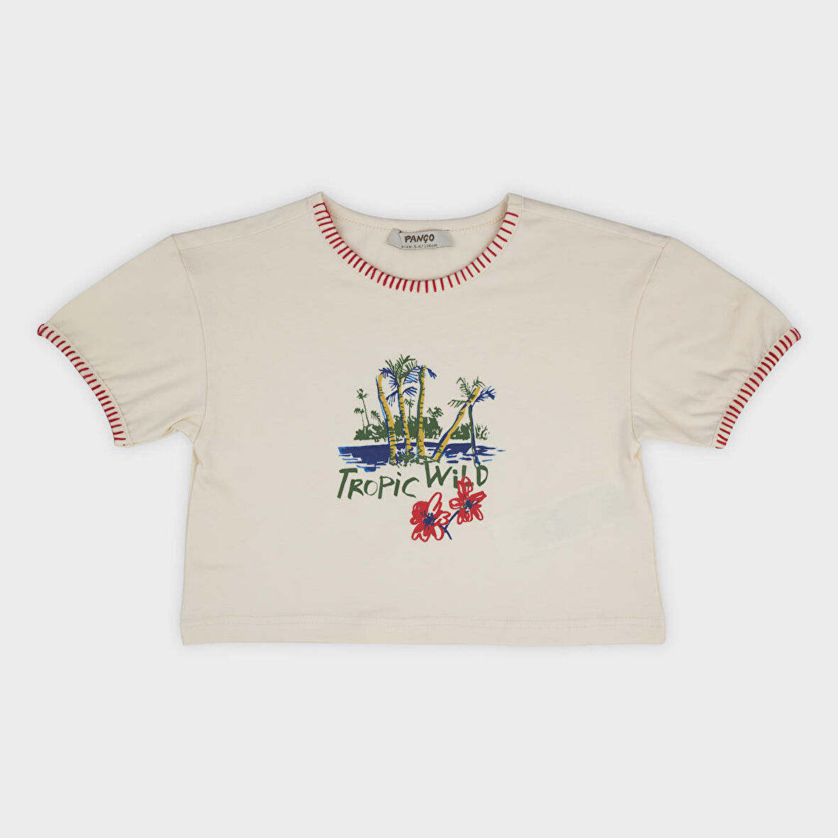 Kız Çocuk El İşi Detaylı T-Shirt Bej