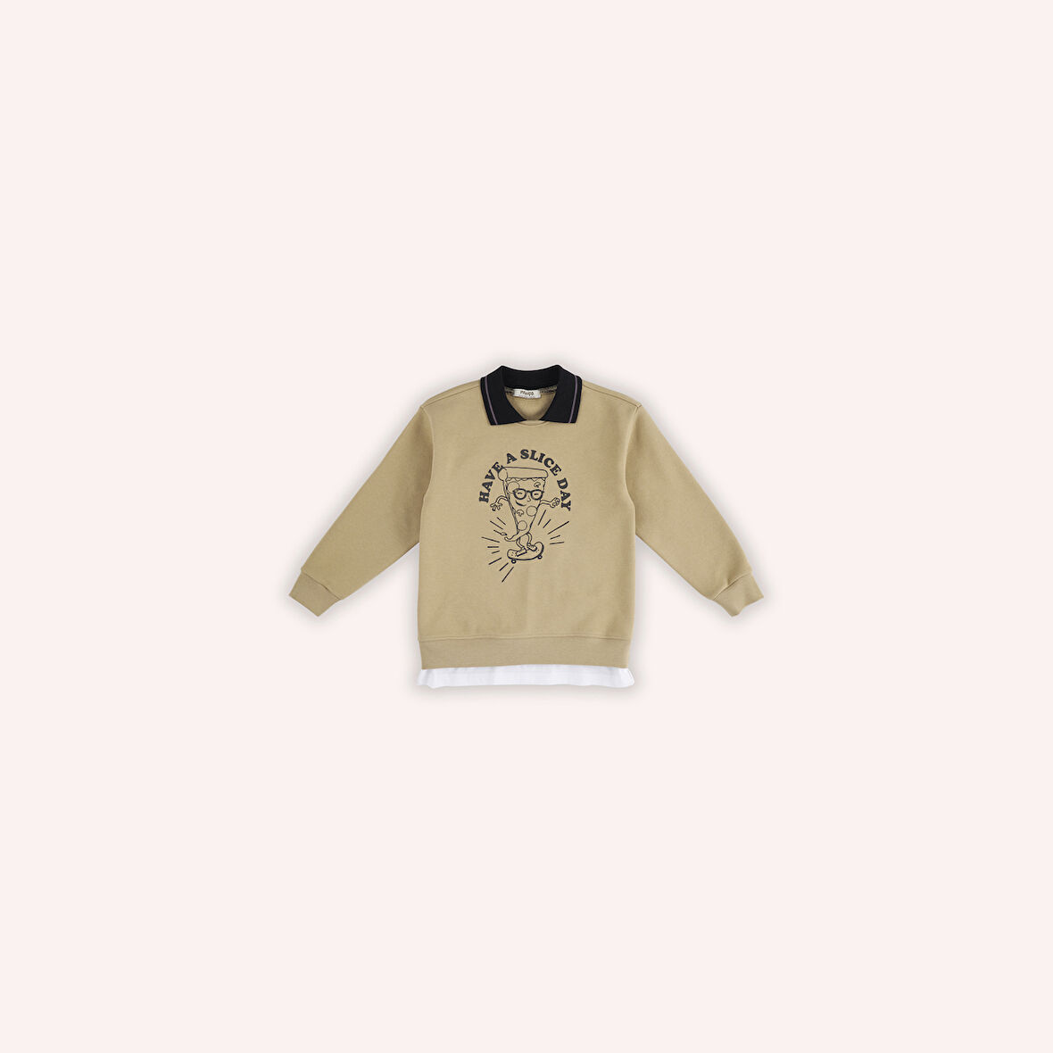 Erkek Çocuk Yakalı Sweatshirt Bej