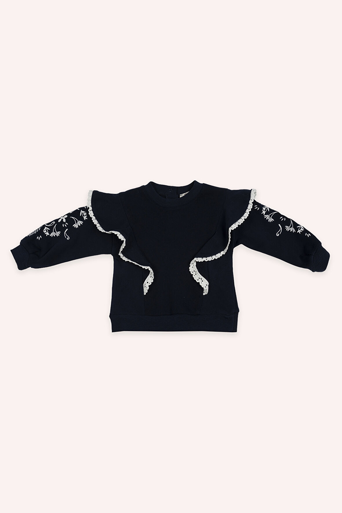 Kız Çocuk Nakışlı Sweatshirt Gül
