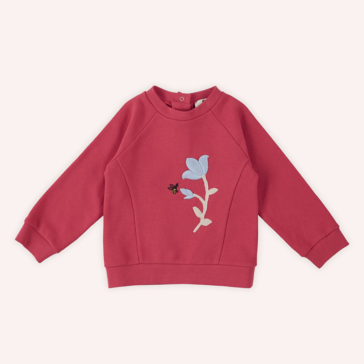 Kız Çocuk Nakış Detaylı Sweatshirt Kırmızı