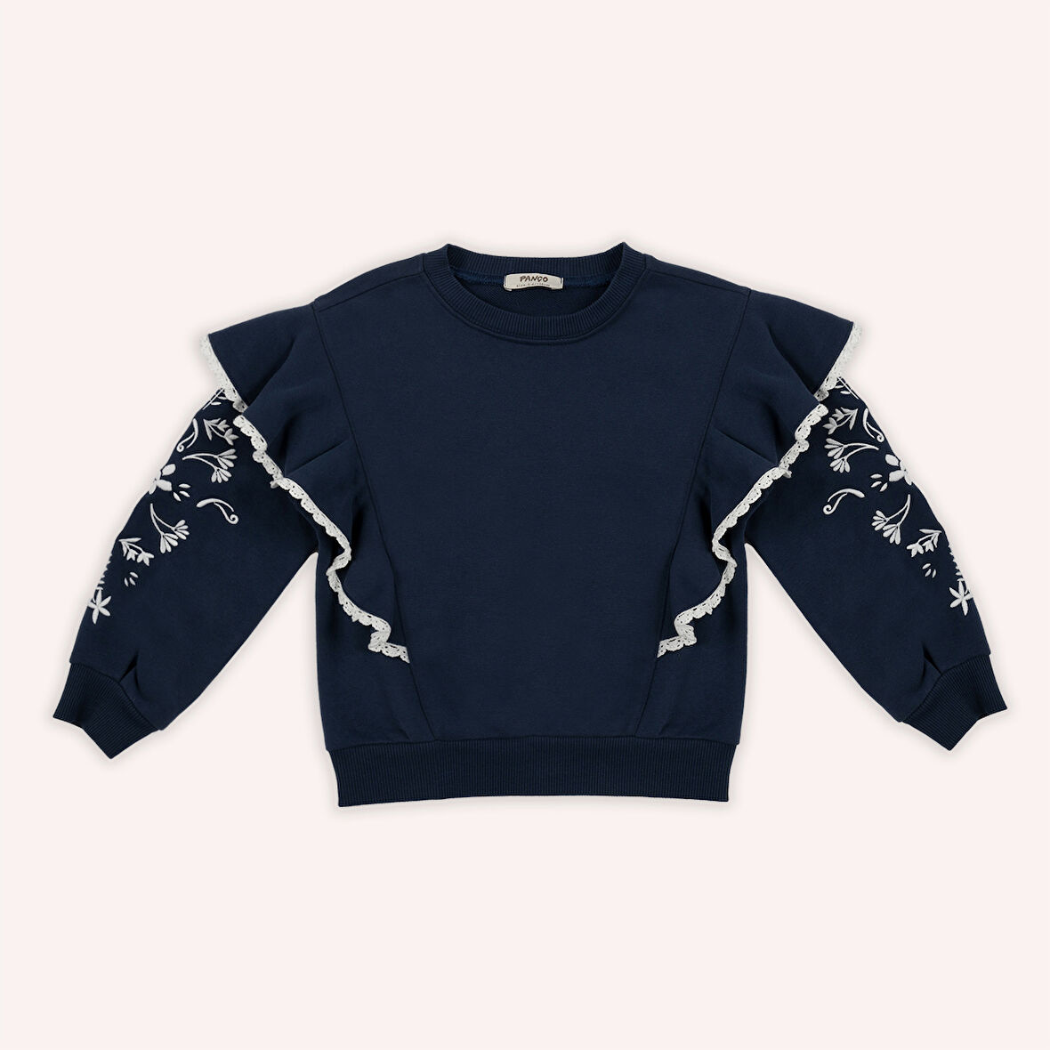Kız Çocuk Nakışlı Sweatshirt Gül