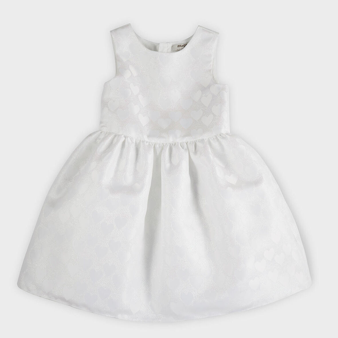 Kız Çocuk Kalp Desenli Parti Elbisesi Beyaz