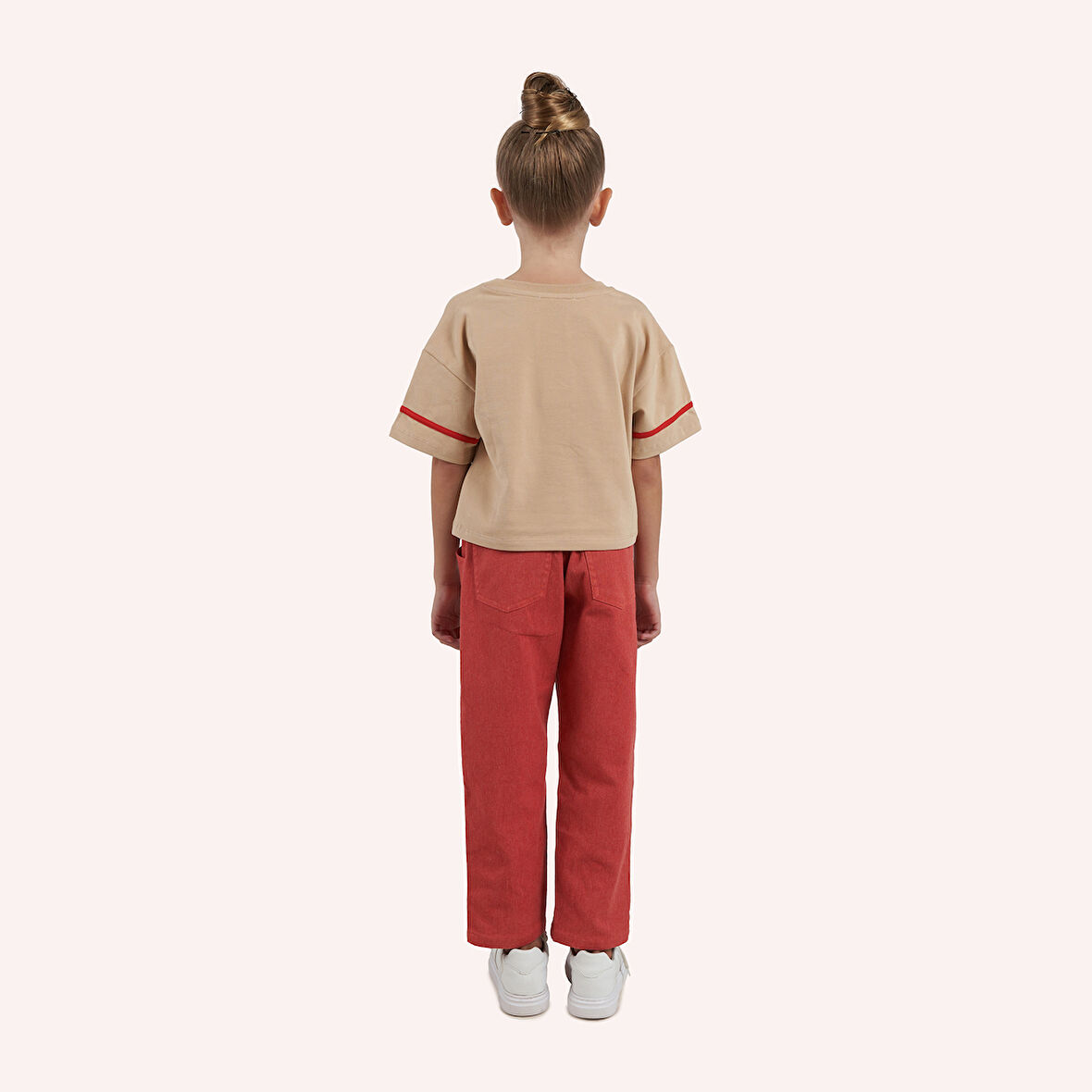 Kız Çocuk Baskı Detaylı T-Shirt Ekru