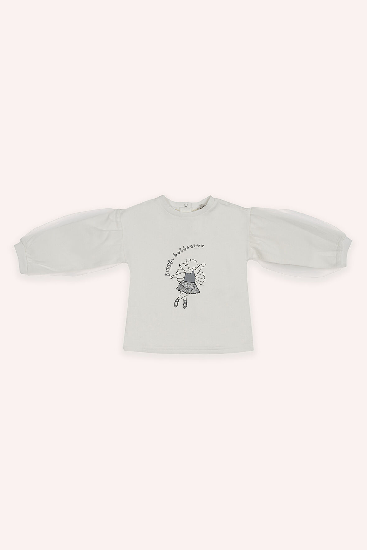 Kız Çocuk Baskı Detaylı Sweatshirt Ekru