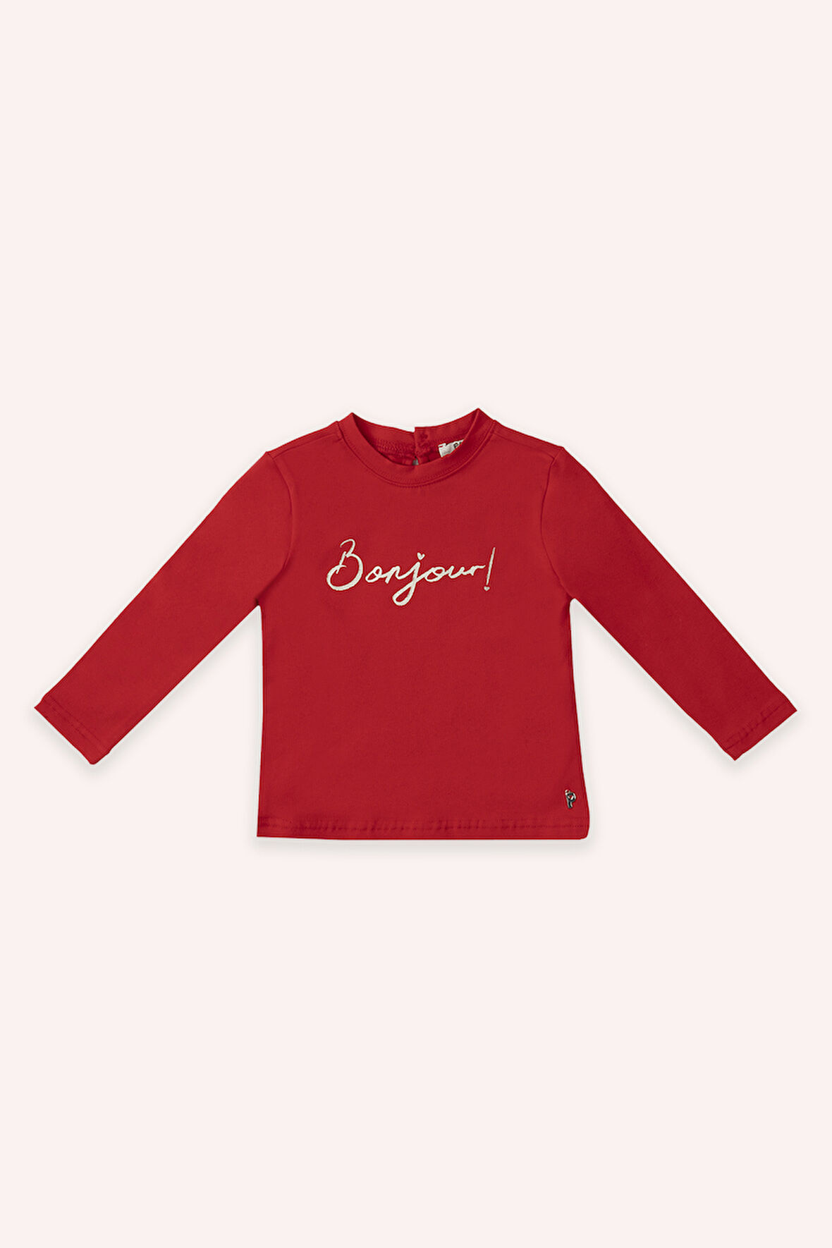 Kız Çocuk Yuvarlak Yakalı, Uzun Kollu T-Shirt Kırmızı