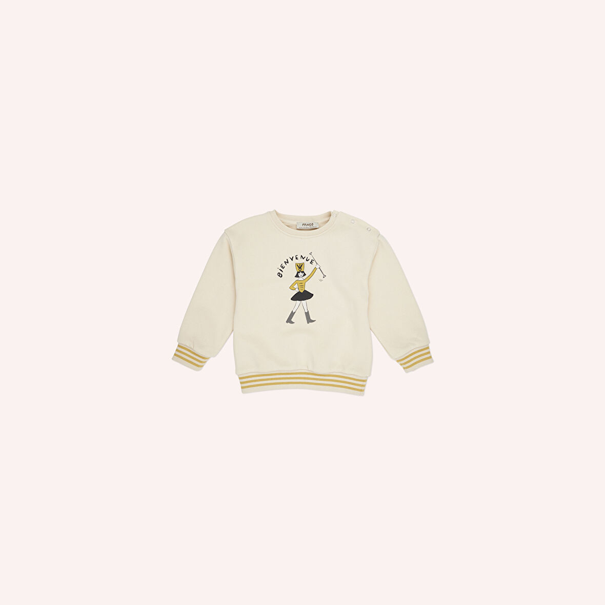 Kız Çocuk Baskı, Triko Detaylı Sweatshirt Bej