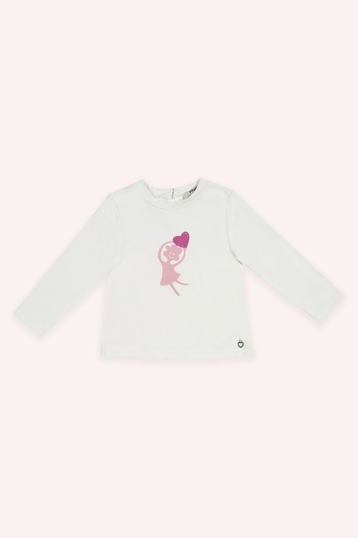 Kız Çocuk Varak Baskılı Uzun Kollu T-Shirt Ekru