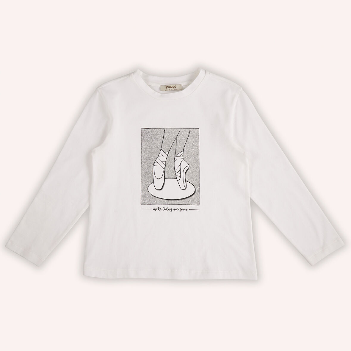 Kız Çocuk Sim Baskı Detaylı T-Shirt Ekru