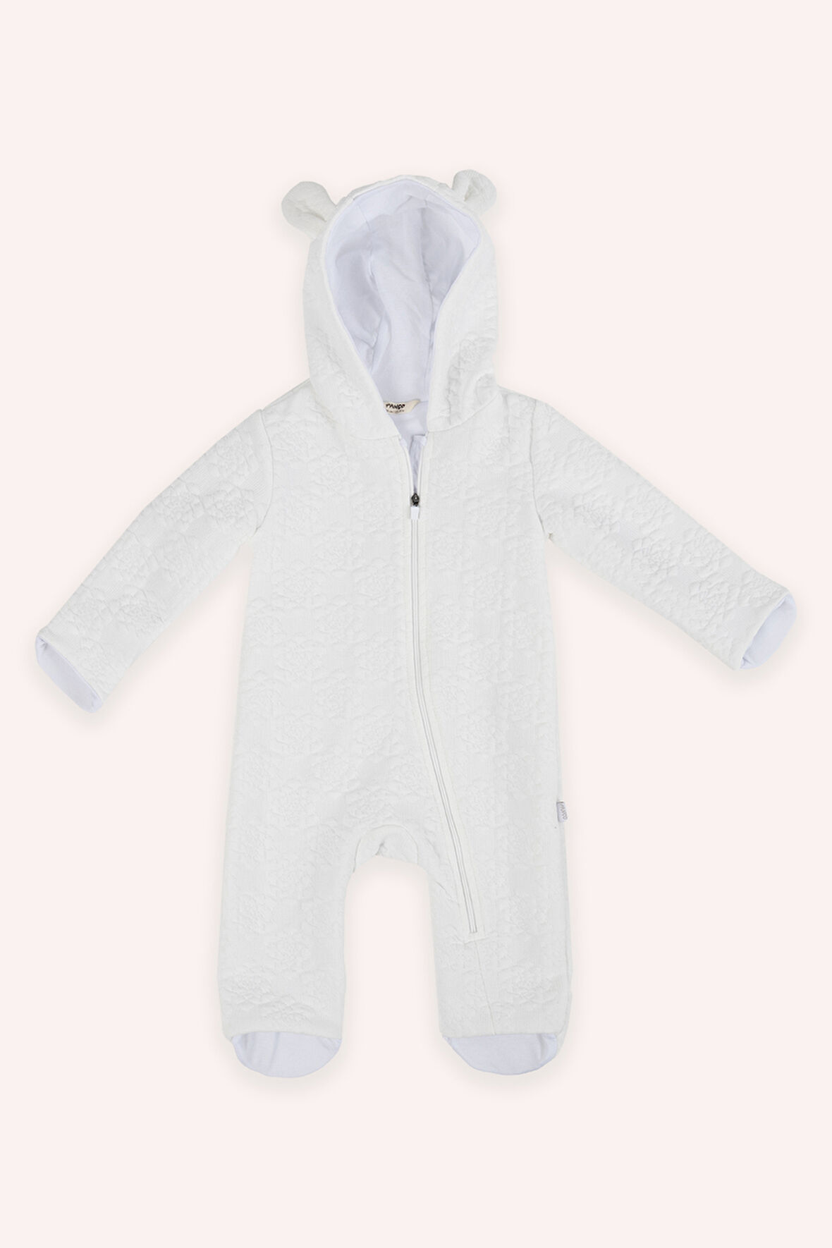 Kız Çocuk Fermuarlı Tulum Beyaz