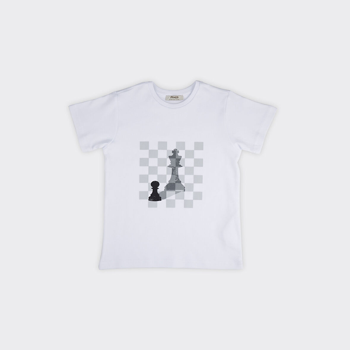 Erkek Çocuk Satranç Baskılı Pijama Üstü Beyaz