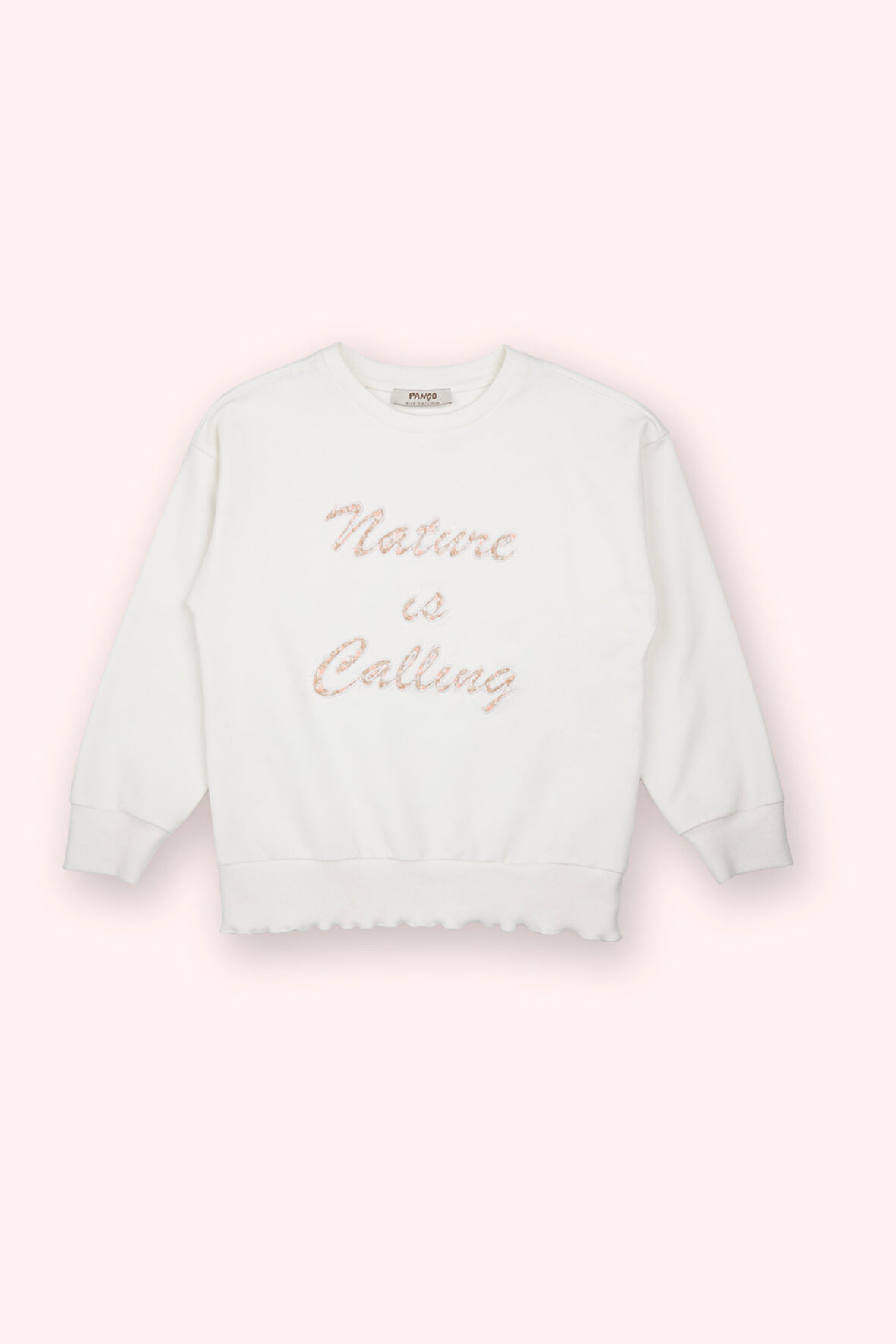 Kız Çocuk Nakış Detaylı Sweatshirt Ekru