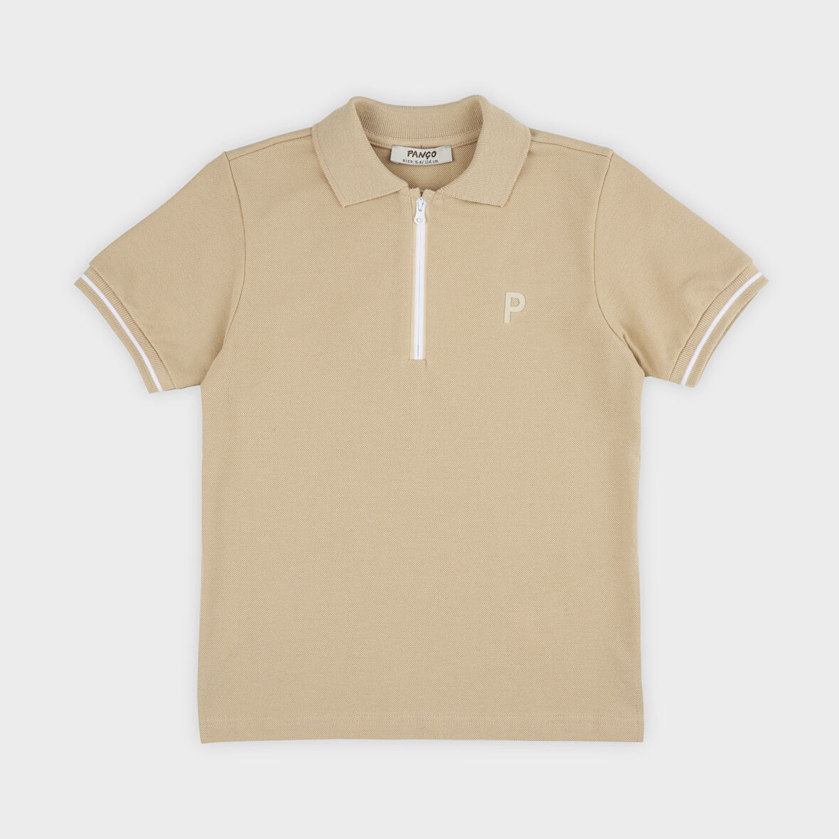 Erkek Çocuk Yakalı Kısa Kollu Pike T-Shirt Bej