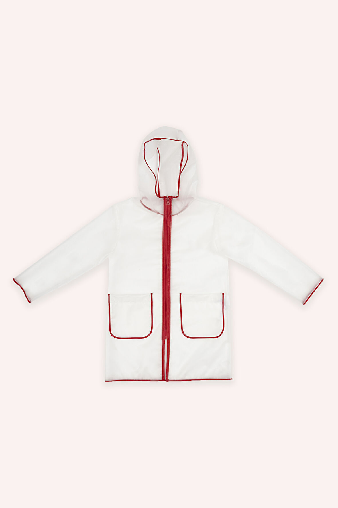 Kız Çocuk Kapüşonlu Yağmurluk Beyaz