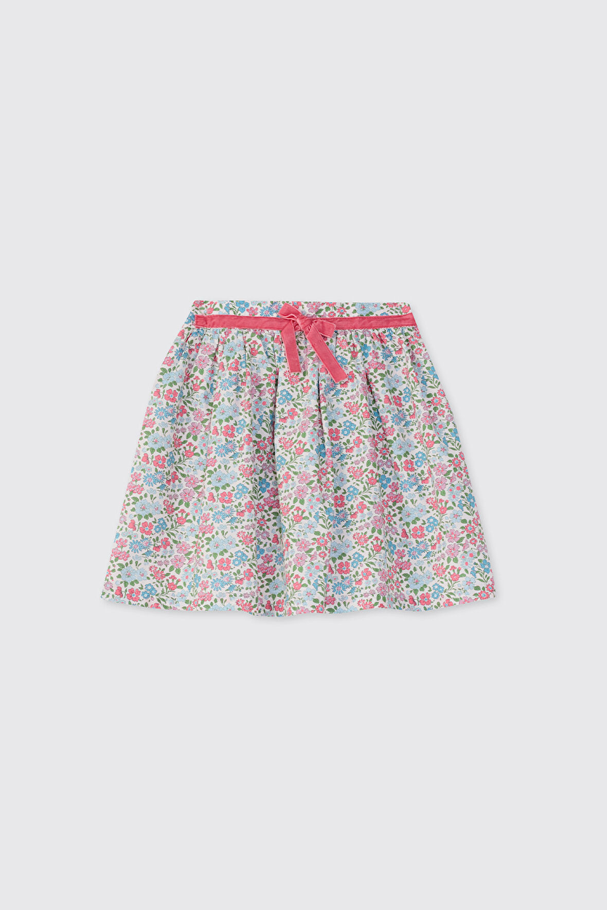 Kız Çocuk Çiçek Desenli Etek Beyaz