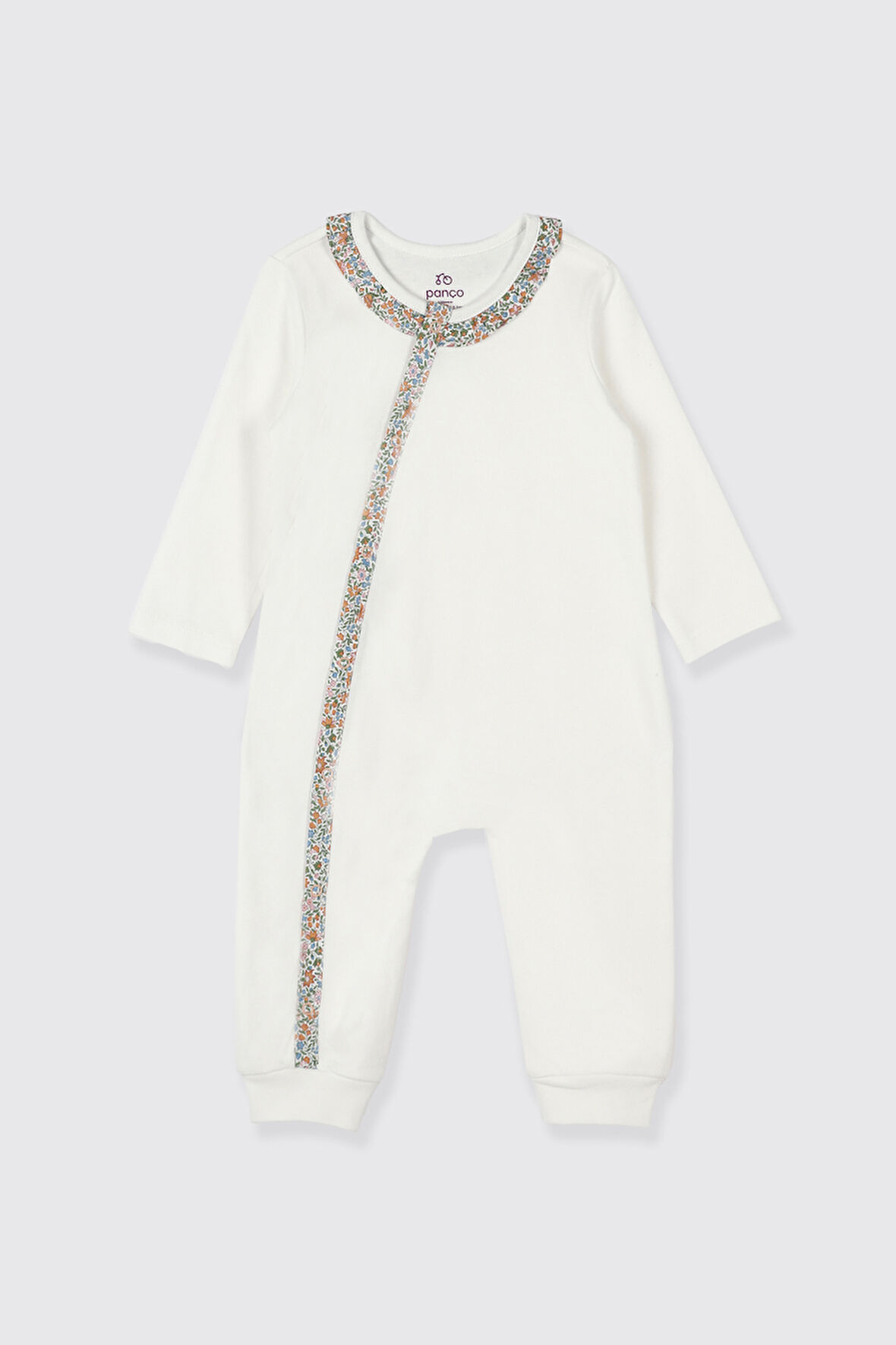 Kız Çocuk Biye Detaylı Tulum Beyaz