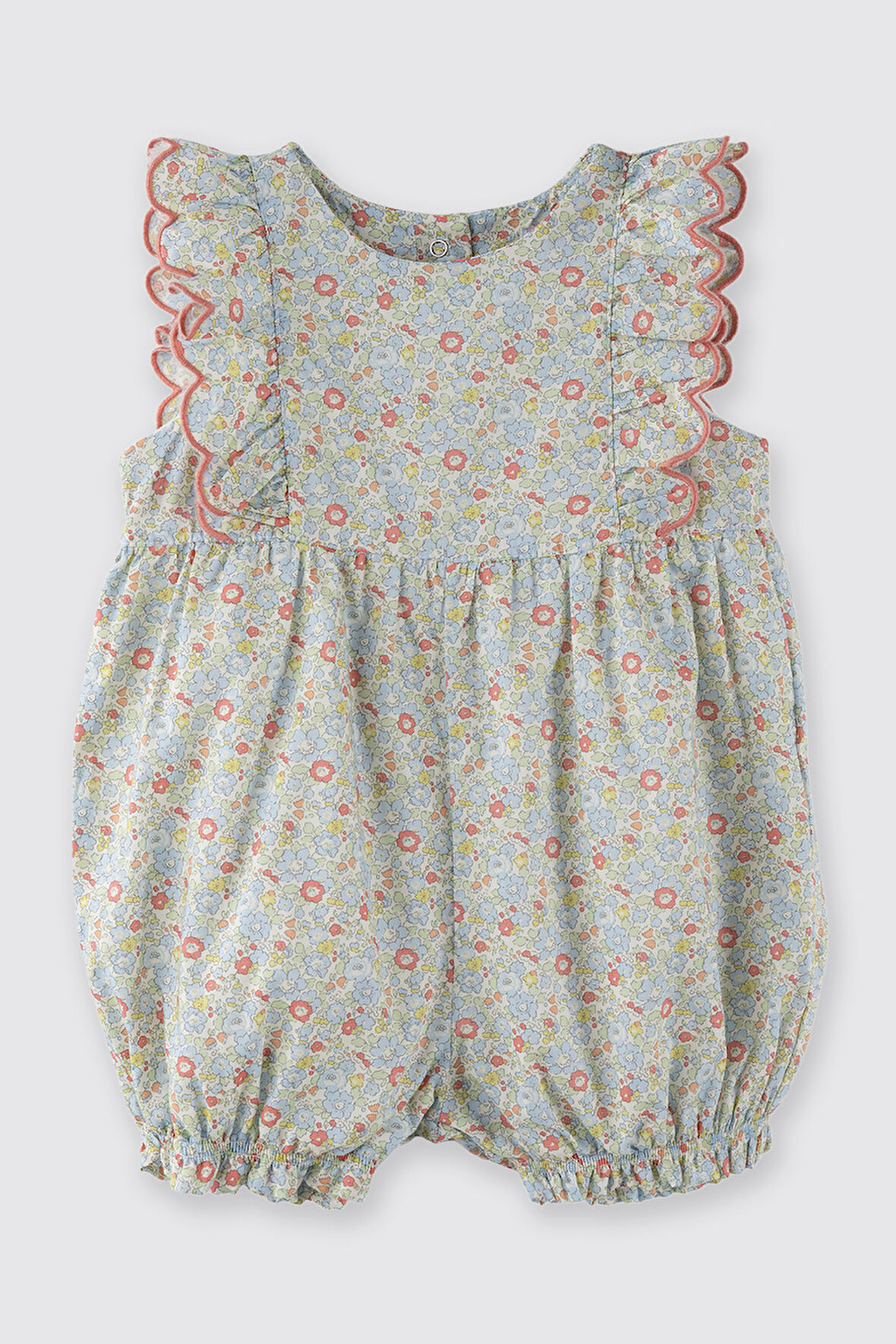 Kız Çocuk Desenli Şortlu Tulum Mavi