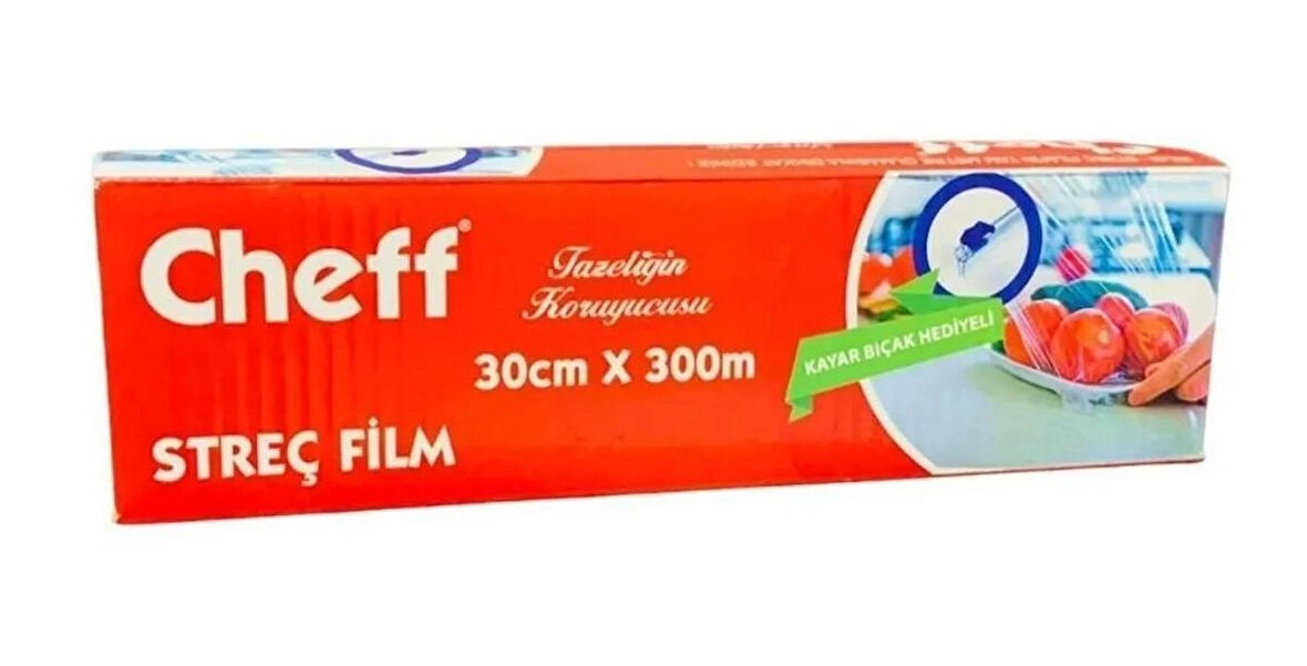 CHEFF PVC STREÇ FİLM 30x300 MT 8 MIC. KAYAR BIÇAKLI