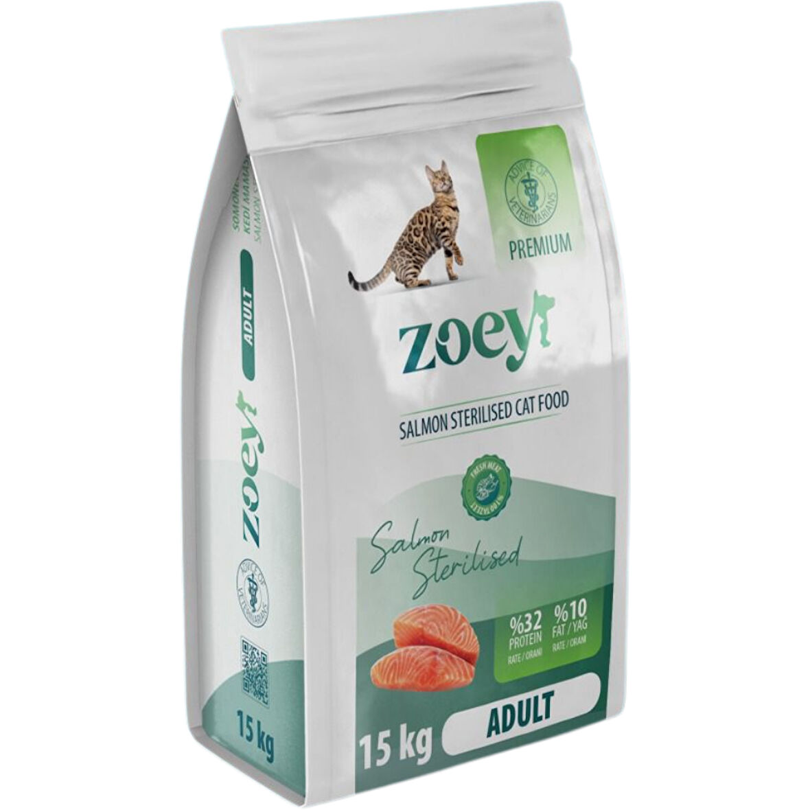 Zoey Somonlu Kısırlaştırılmış Yetişkin Kedi Maması 15 KG