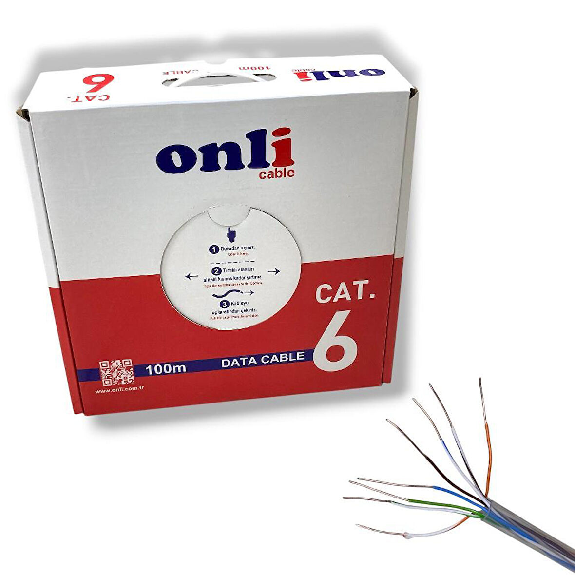 Onli 23AWG UTP CAT6 Network Kablosu Şeffaf 100Mt Yerli Üretim