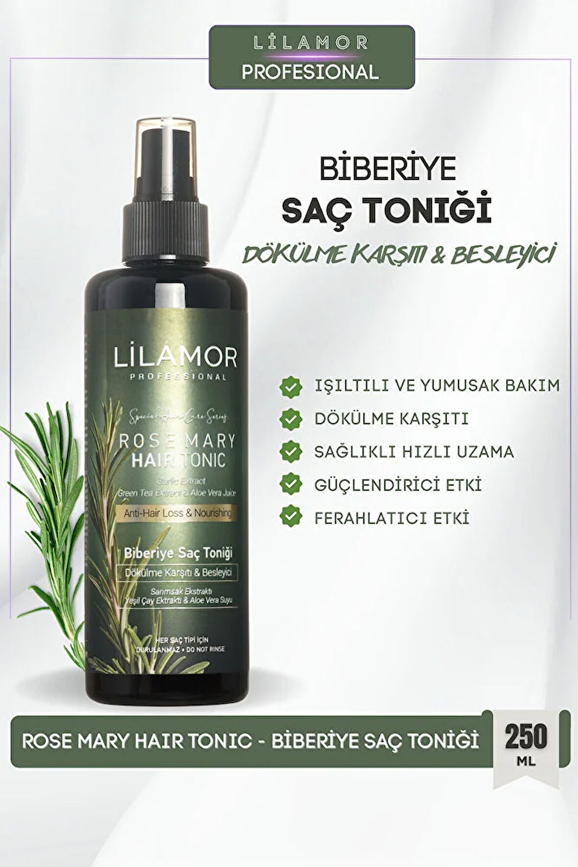 Biberiye Suyu Dökülme Karşıtı ve Hızlı Uzamaya Yardımcı Tonik 250ml