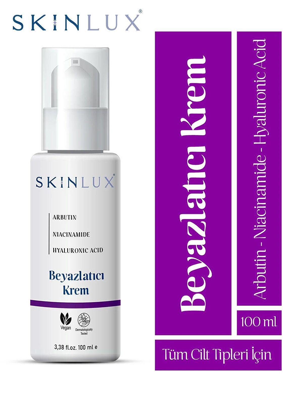 SKINLUX Beyazlatıcı Krem 100ml. Tüm Vücut Diz Dirsek Koltuk Altı Genital Bölge Kullanımına Da Uygundur.