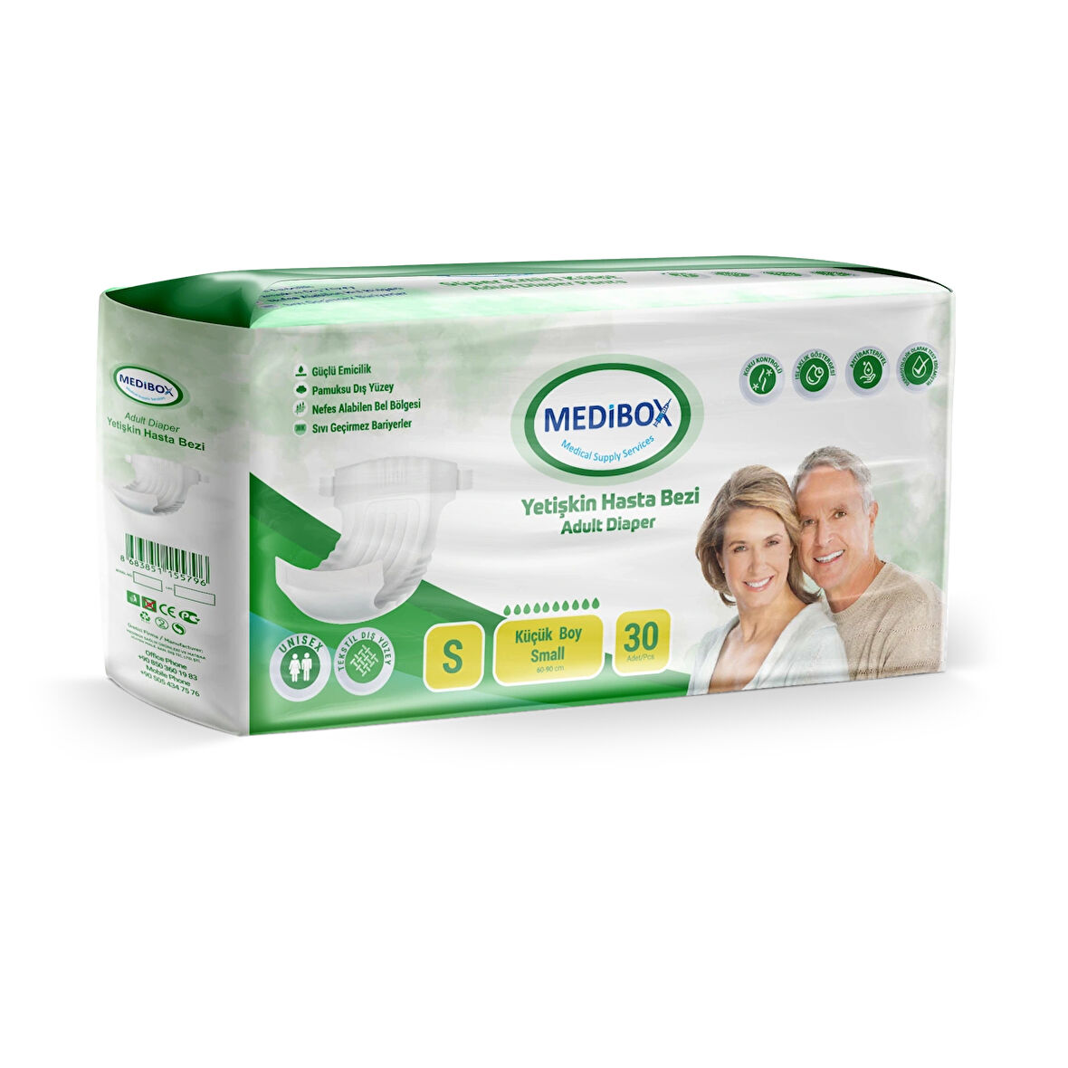 MEDIBOX Yetişkin Belbantlı Hasta Bezi Küçük Boy Small 30 Adet Erkek Kadın - 1 Paket