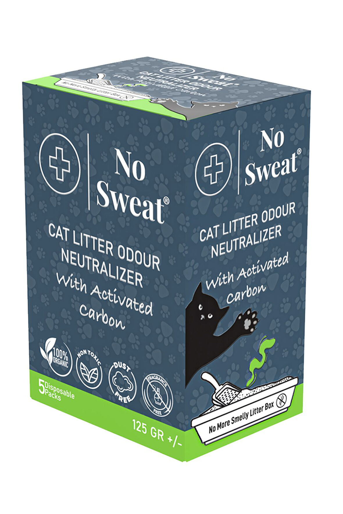 No Sweat Aktif Karbon Kedi Kumu Koku Giderici 5'lİ Paket 125 gr