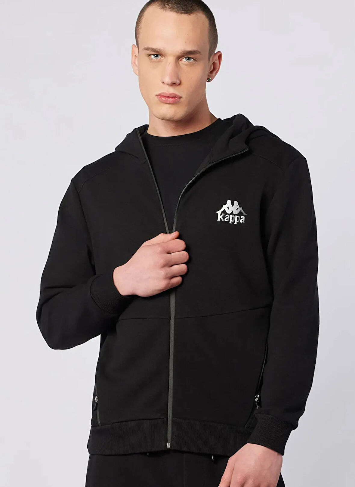 Kappa 382554W-005 FABIO FULL ZIP Siyah Normal Düz Erkek Zip Ceket