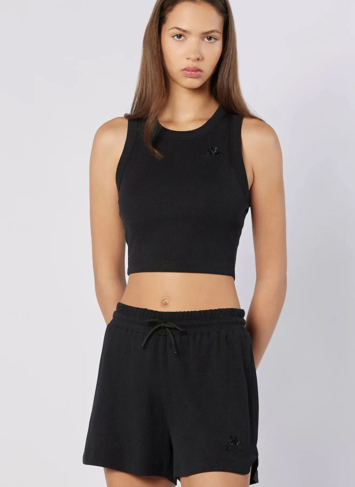 Kappa 38263BW-005 LEDA TANK Siyah Crop Düz Kadın Atlet
