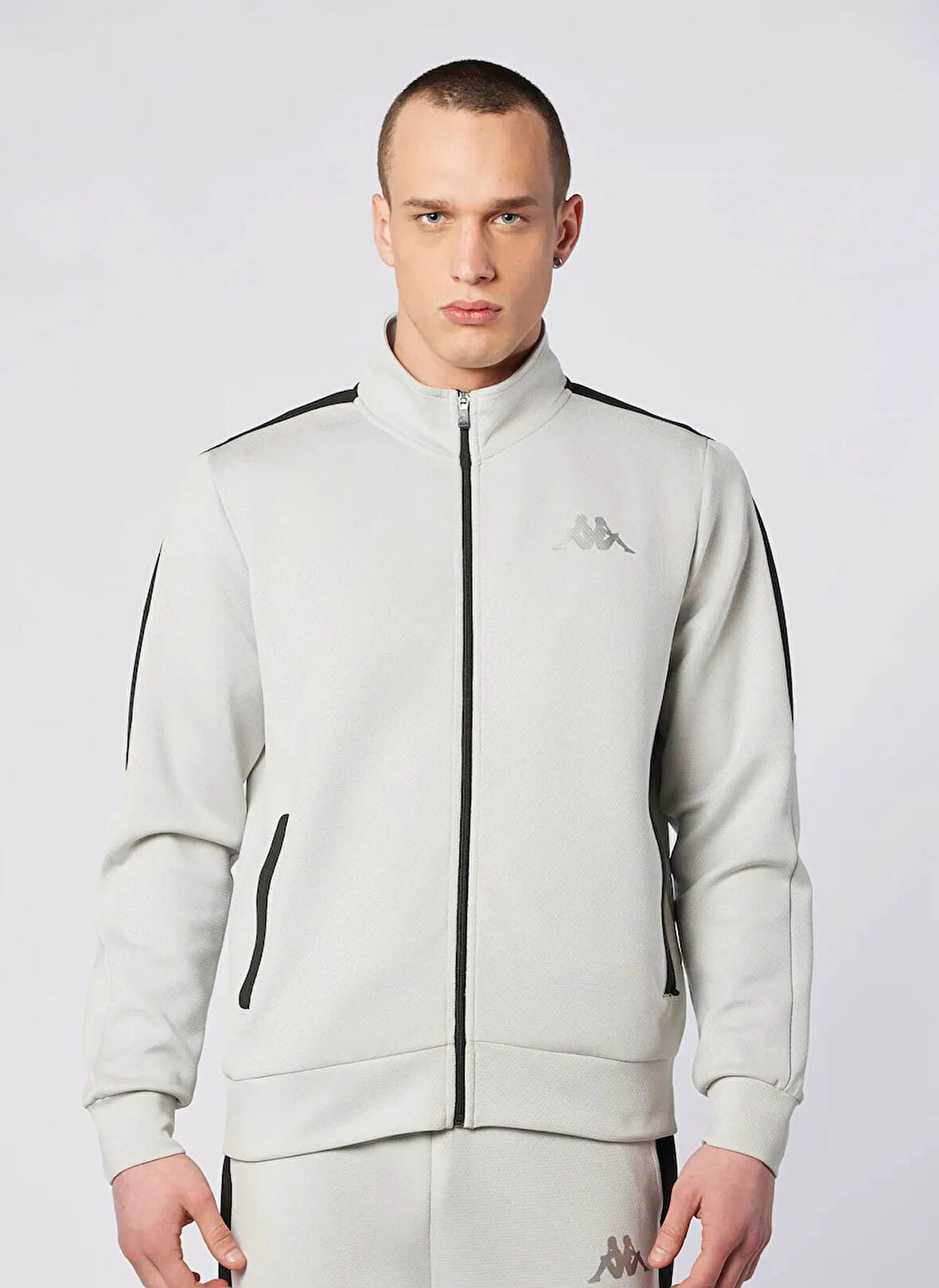 Kappa 33223EW-411 MOSTE FULL ZIP Gri Normal Düz Erkek Zip Ceket