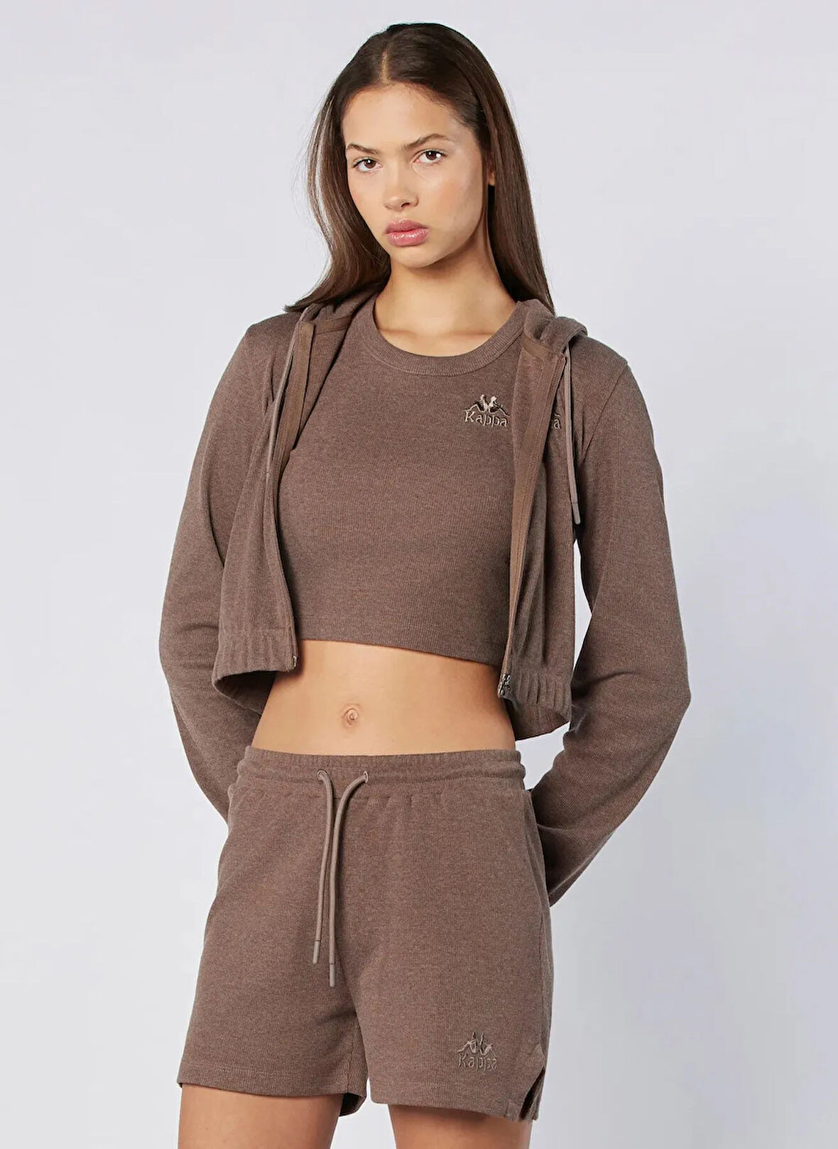 Kappa 382639W-XSC LEDA FULL ZIP Kahve Normal Düz Kadın Zip Ceket