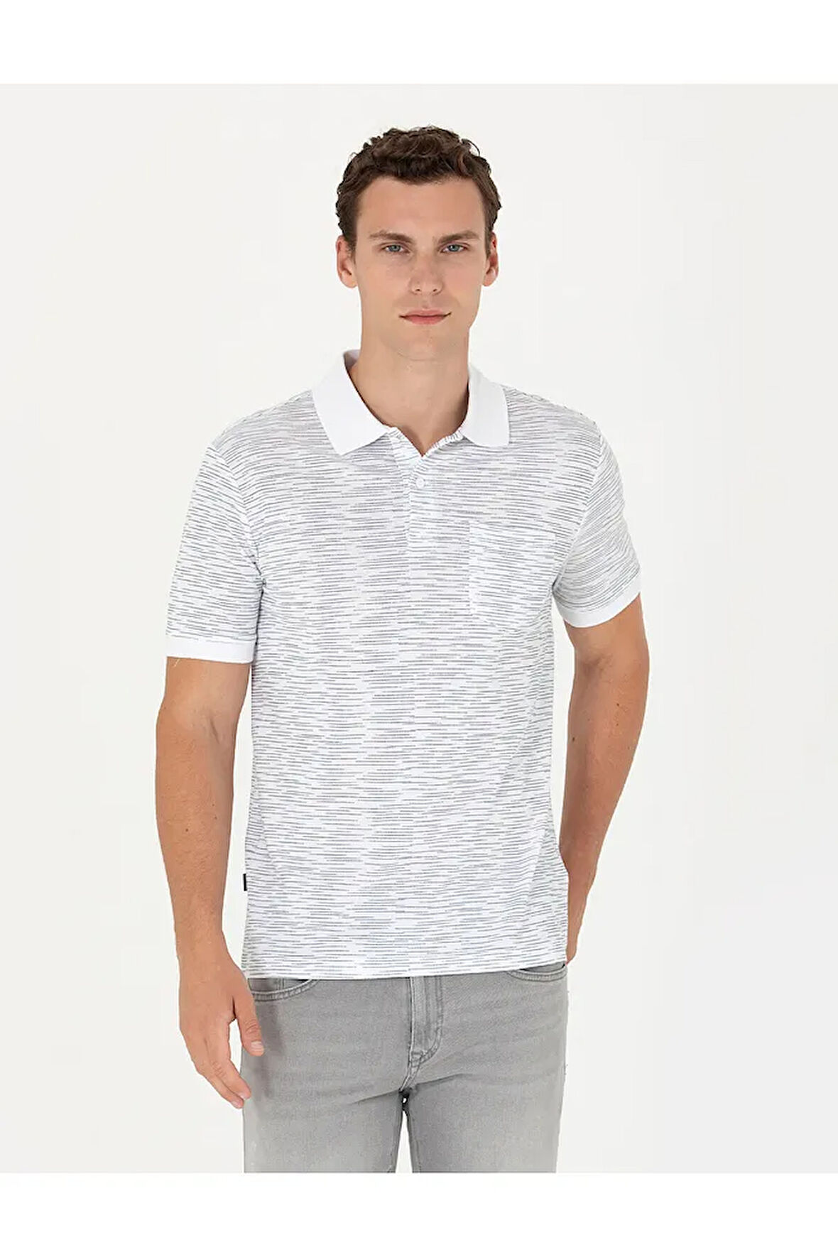 Beyaz Regular Fit Polo Yaka Tişört 50273576-VR013