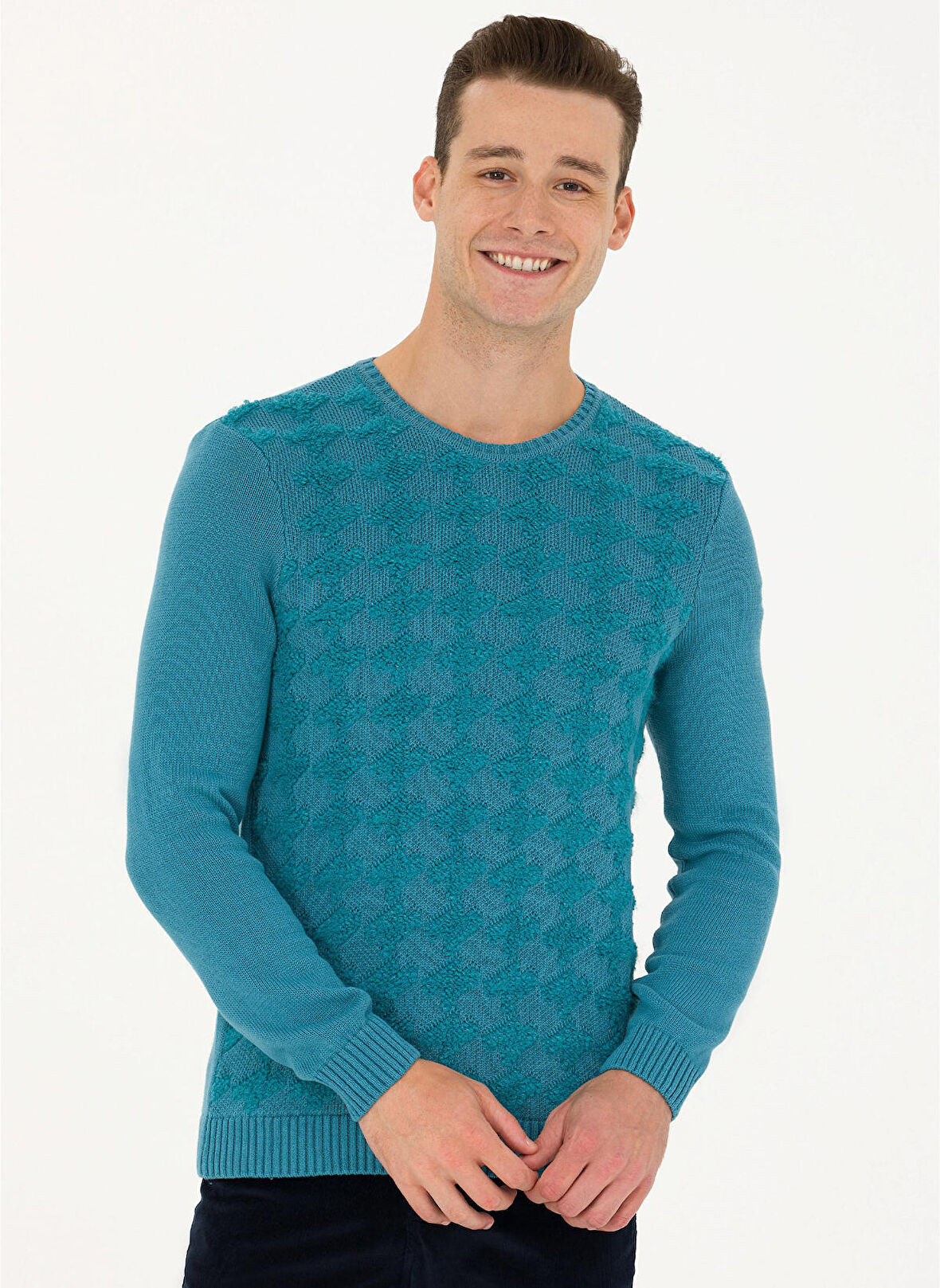 U.S. Polo Assn. Bisiklet Yaka Regular Fit Petrol Erkek Kazak KIYASO