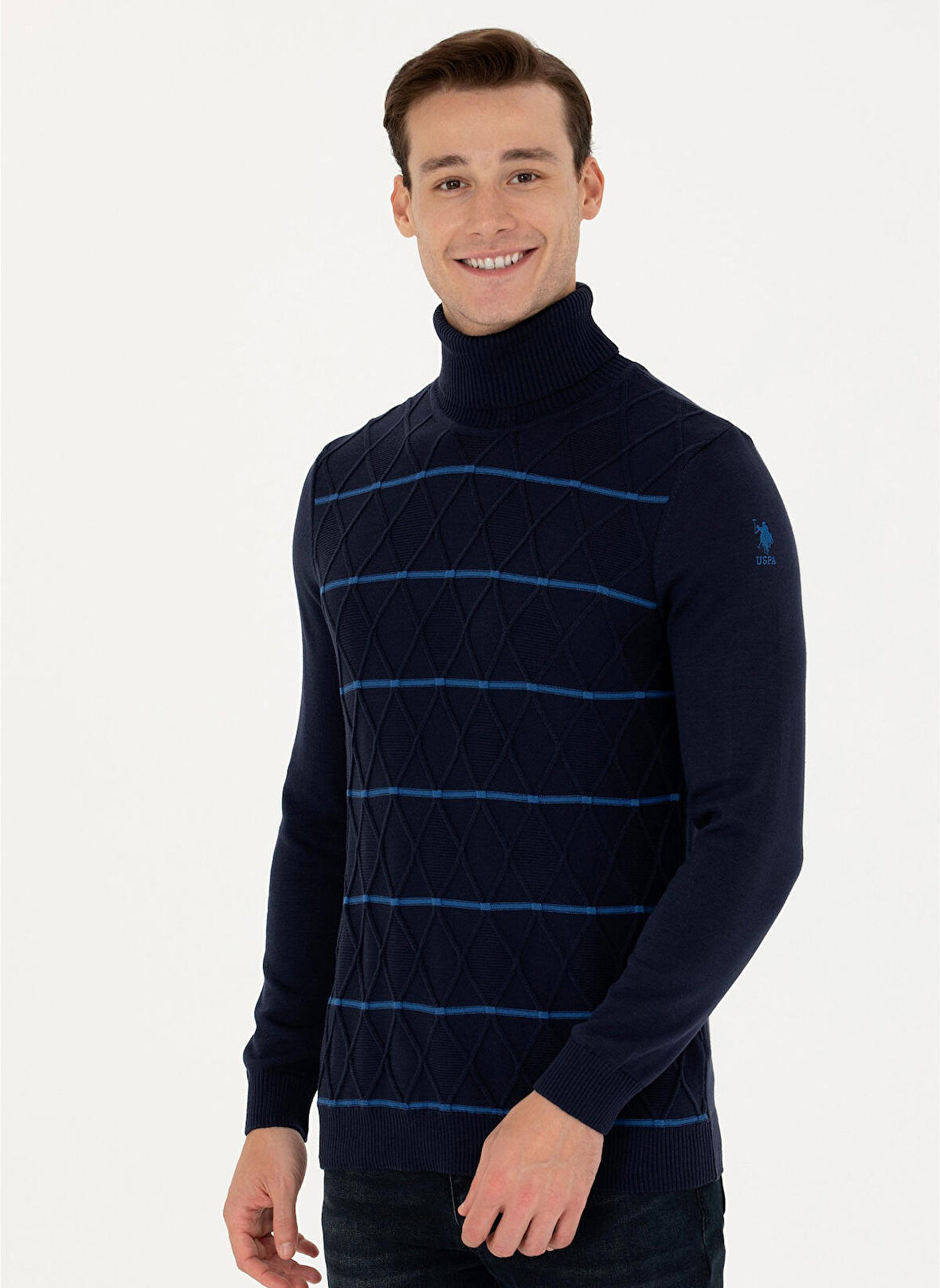 . Balıkçı Yaka Slim Fit Lacivert Erkek Kazak SALMO