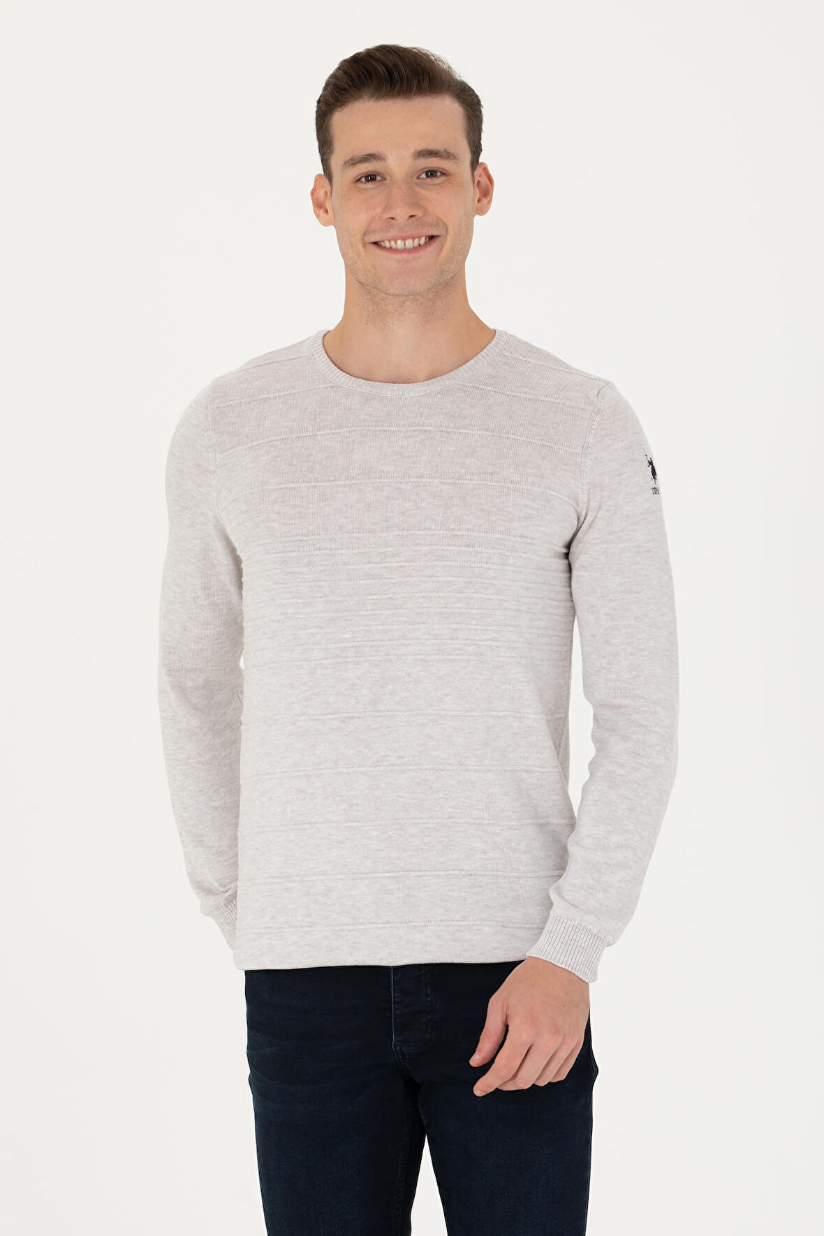 U.S. Polo Assn. Bisiklet Yaka Taş-Melanj Erkek Kazak 1678308