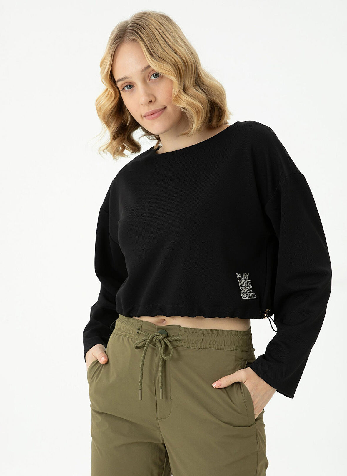 U.S. Polo Assn. Bisiklet Yaka Siyah Kadın Sweatshırt NADINE