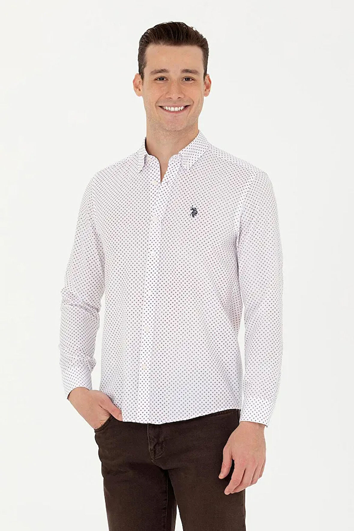 Erkek Bordo  Slim Fit Uzun Kollu Gömlek
