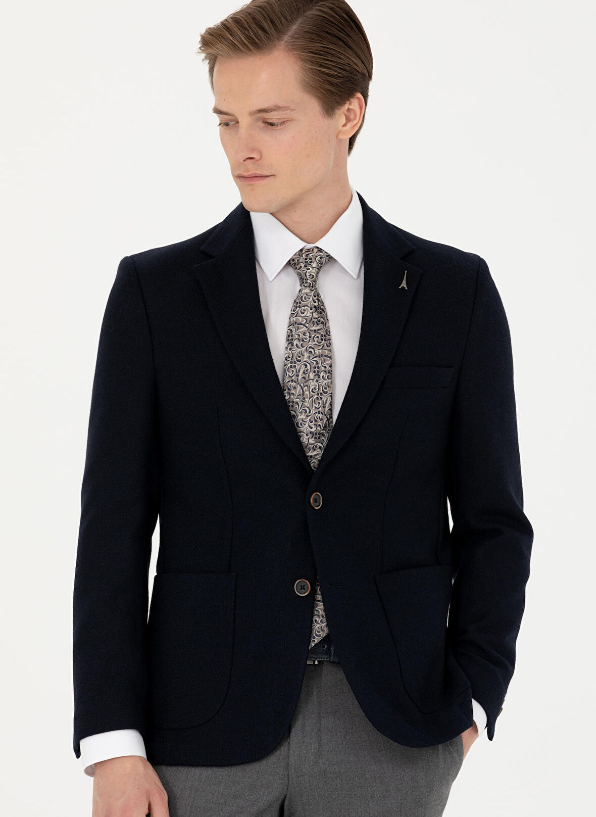 Cacharel Slim Fit Lacivert Erkek Düz Ceket NEW TANU