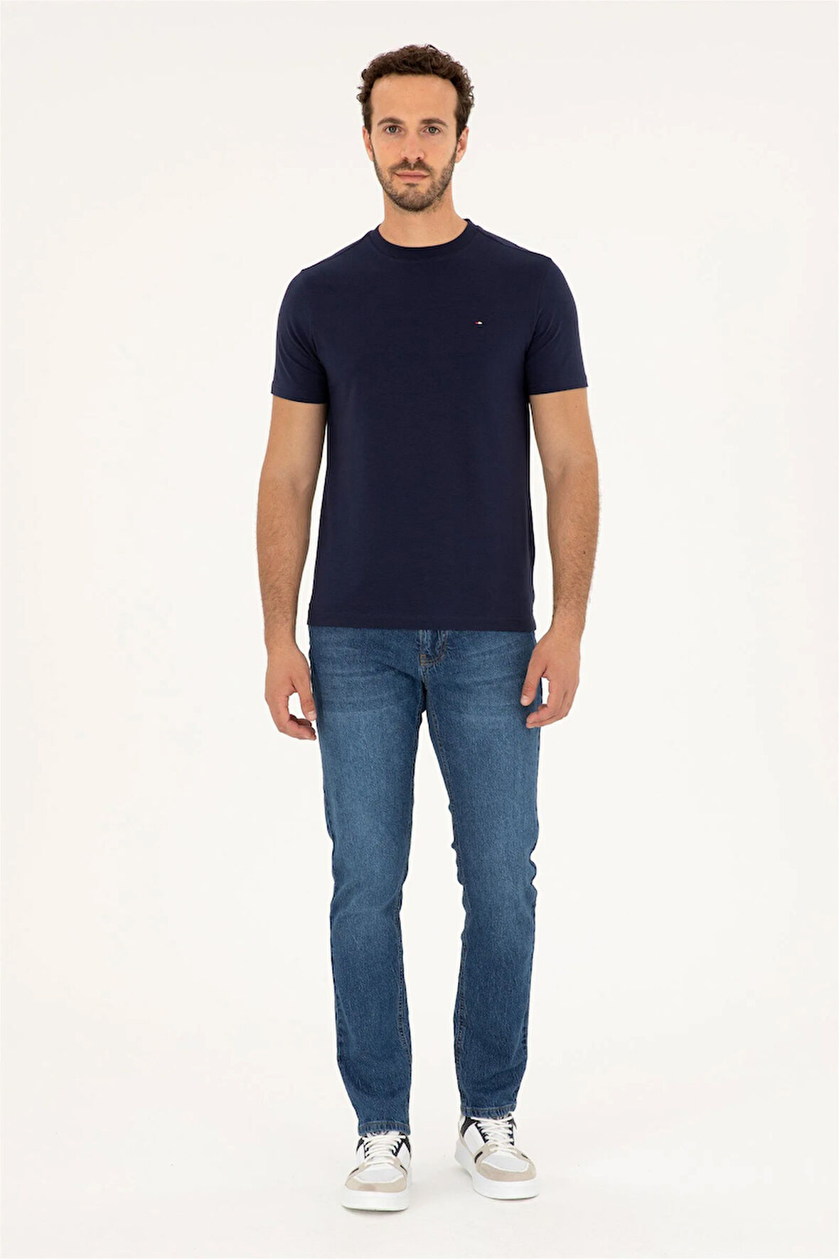 U.S. Polo Assn. Normal Bel Normal Paça Slim Fit Mavi Erkek Denim Pantolon MARBLE