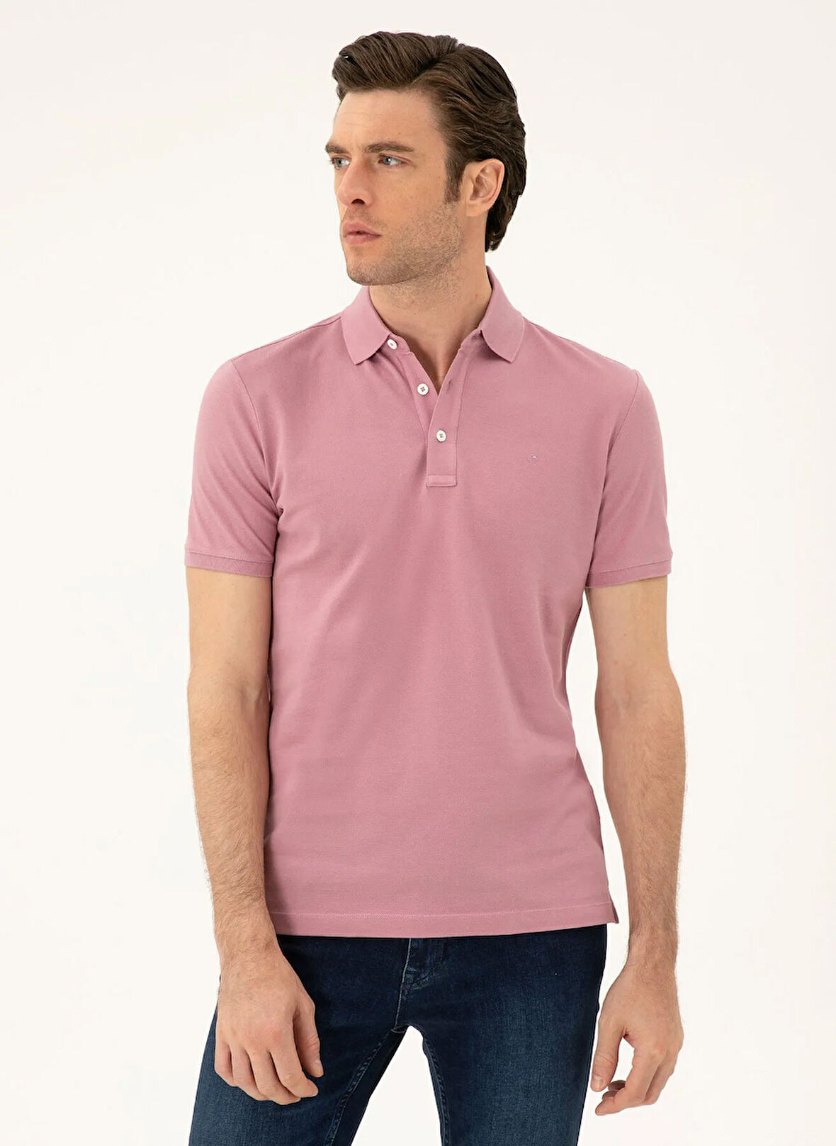 Cacharel Polo Yaka Düz Gül Kurusu Erkek T-Shirt CT