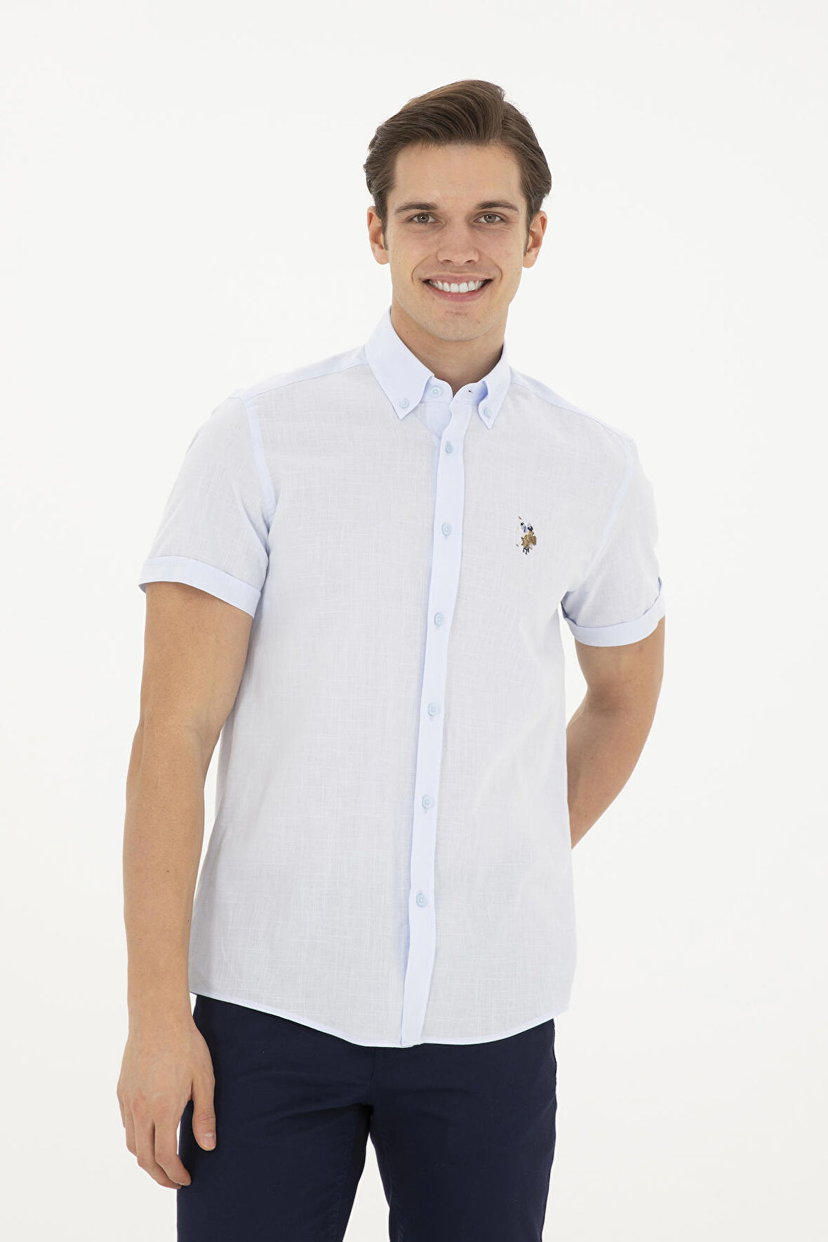 1829502 ELFYGL024Y US Polo Assn Erkek Gömlek Açık Mavi