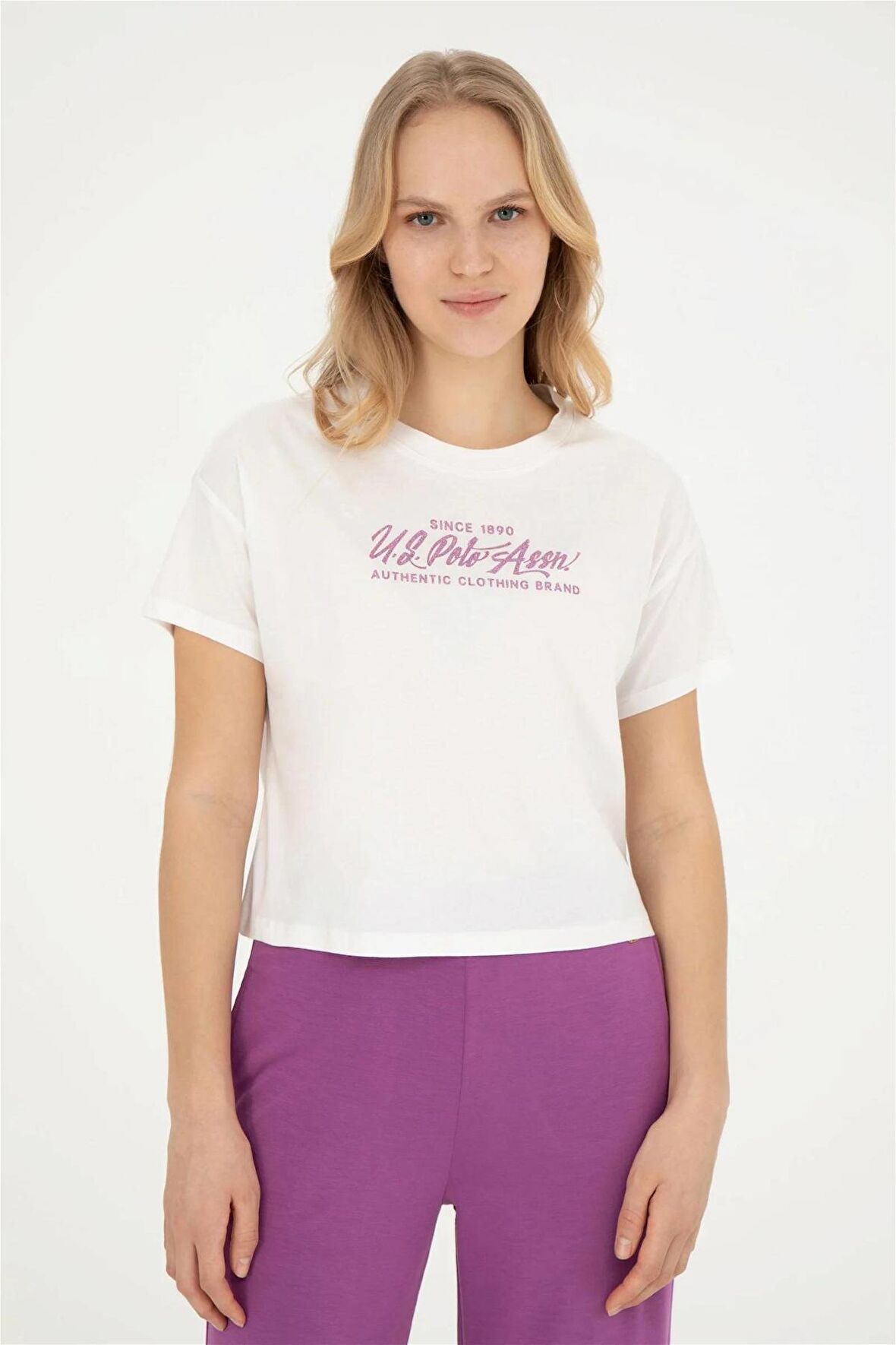 1832186 GROP US Polo Assn Kadın T-shirt Ecru